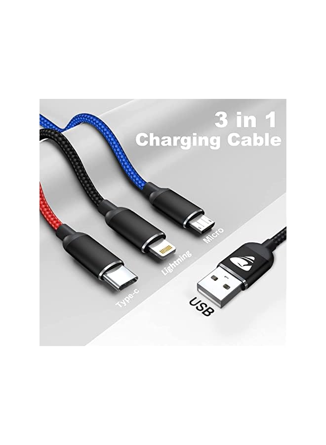 Aioneus كابل 3 في 1 Aioneus كابل شحن متعدد كابل IP كابل USB نوع C كابل Micro USB، كابل شحن سريع متوافق مع iPhone 13 12 11 Galaxy S20 S10 S9 S8 S7 Micro usb Android - Image 2