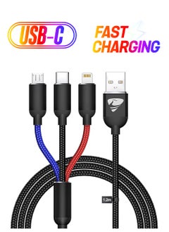 Aioneus Cable 3 in 1 Aioneus Multi Charging Cable IP Cable USB Type C Cable Micro USB Cable, Fast Charging Cord Compatible with iPhone 13 12 11 Galaxy S20 S10 S9 S8 S7 Micro usb Android  - Image 1