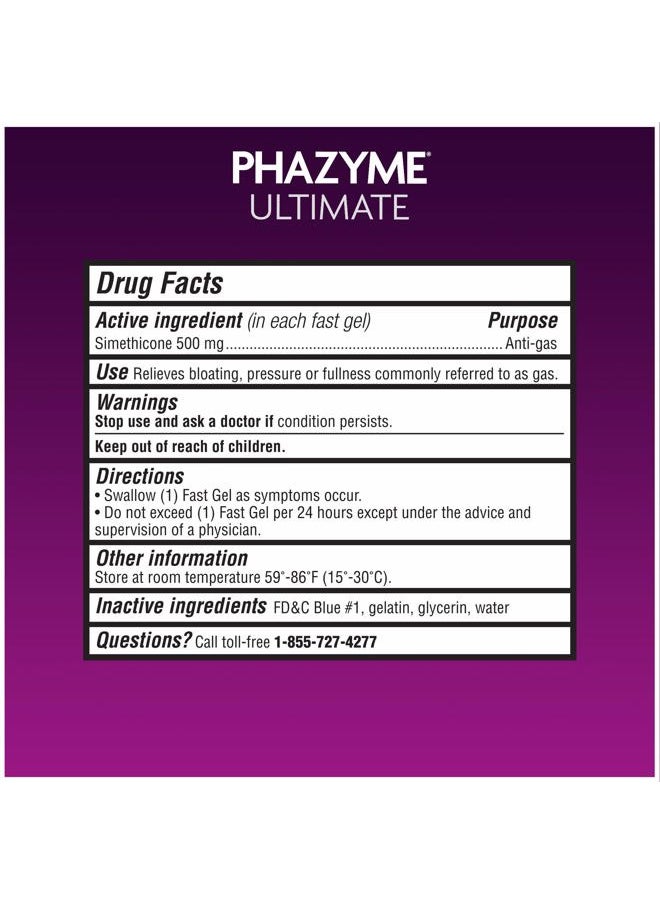 Phazyme - Gas Relief, Ultimate Gas and Bloating Relief for Adults, 500 mg Simethicone Fast Gels, 20 Count - Image 1