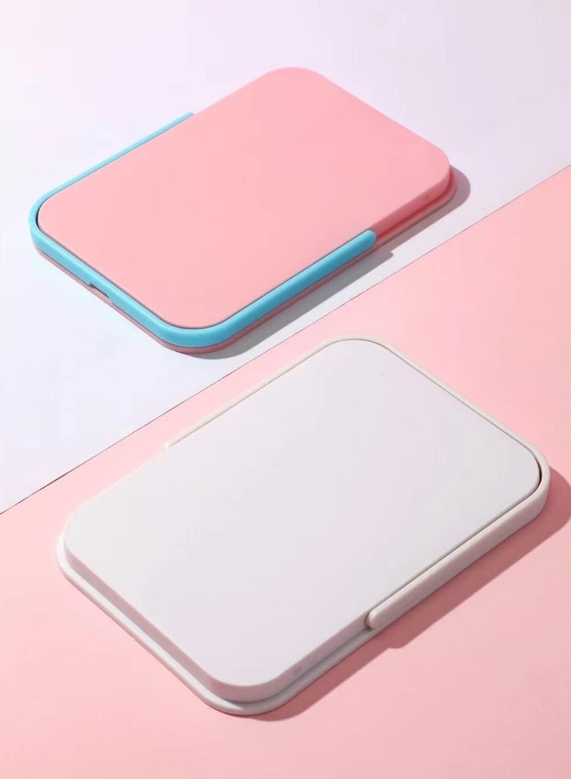 Dual-Use Square Mirror, 8 Inch Portable Folding Tabletop Mirror with 90 Degree Adjustable Stand, Cosmetic Mirror for Travel, Bathroom, and Makeup (White) - Image 2