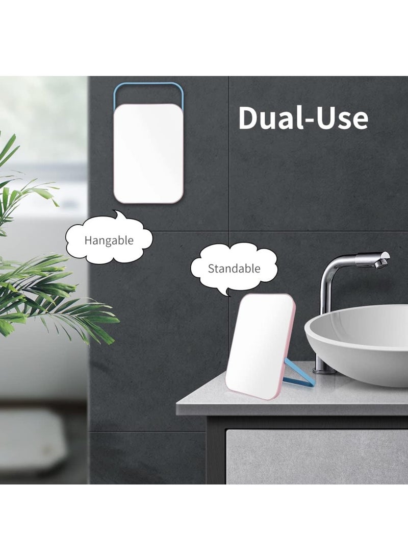 Dual-Use Square Mirror, 8 Inch Portable Folding Tabletop Mirror with 90 Degree Adjustable Stand, Cosmetic Mirror for Travel, Bathroom, and Makeup (White) - Image 3