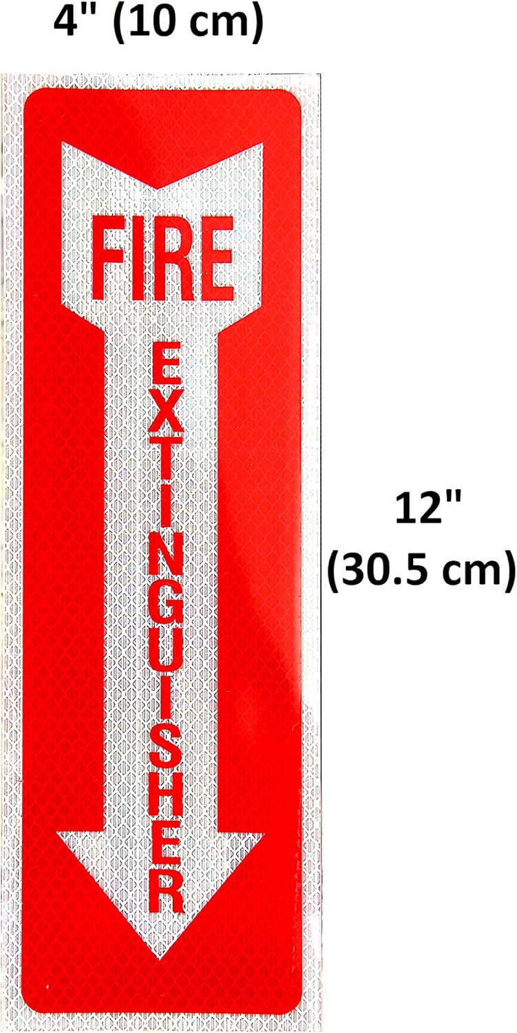 ESPLANADE eSplanade Fire Extinguisher Self Glowing Retro Reflective Sign Sticker Decal  Easy to Mount Weather Resistant Long Lasting Ink Size 4 x 12 - Image 2