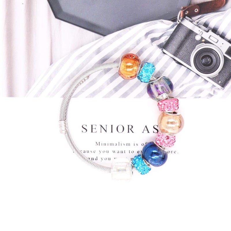 Aipridy 100Pcs 15X11Mm Painting Murano Large Hole Glass Beads Mix Color With Silver Brass Cores European Charm Fit Bracelet Necklace (Plating Rainbow) - Image 3