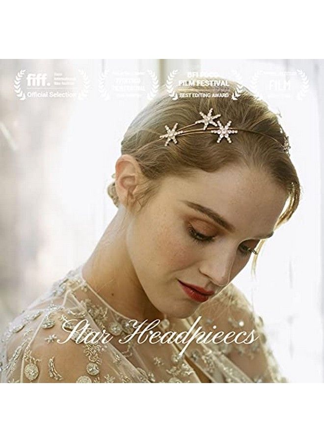 Fdesigner Wedding Crystal Head Chain Dainty Rhinestone Star Headpieces Festival Hairband Hair Pieces Jewelry Bride Pageant Hair Accessories For Women (Gold)  - Image 5