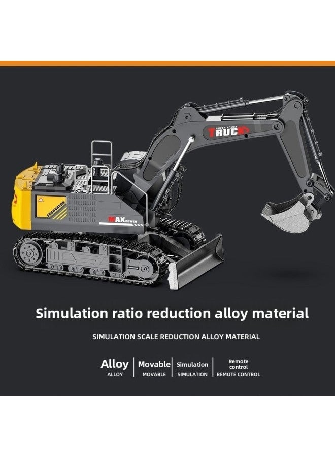 15-way Alloy Remote Control Excavator Charging Children's Toy Car Car Simulation Electric Excavator Engineering Car Excavator-Color:【Kraft Carton】 Super Large 12-way Alloy Bucket Excavator Yellow-Proportion:1 Rechargeable Lithium Battery - Image 5