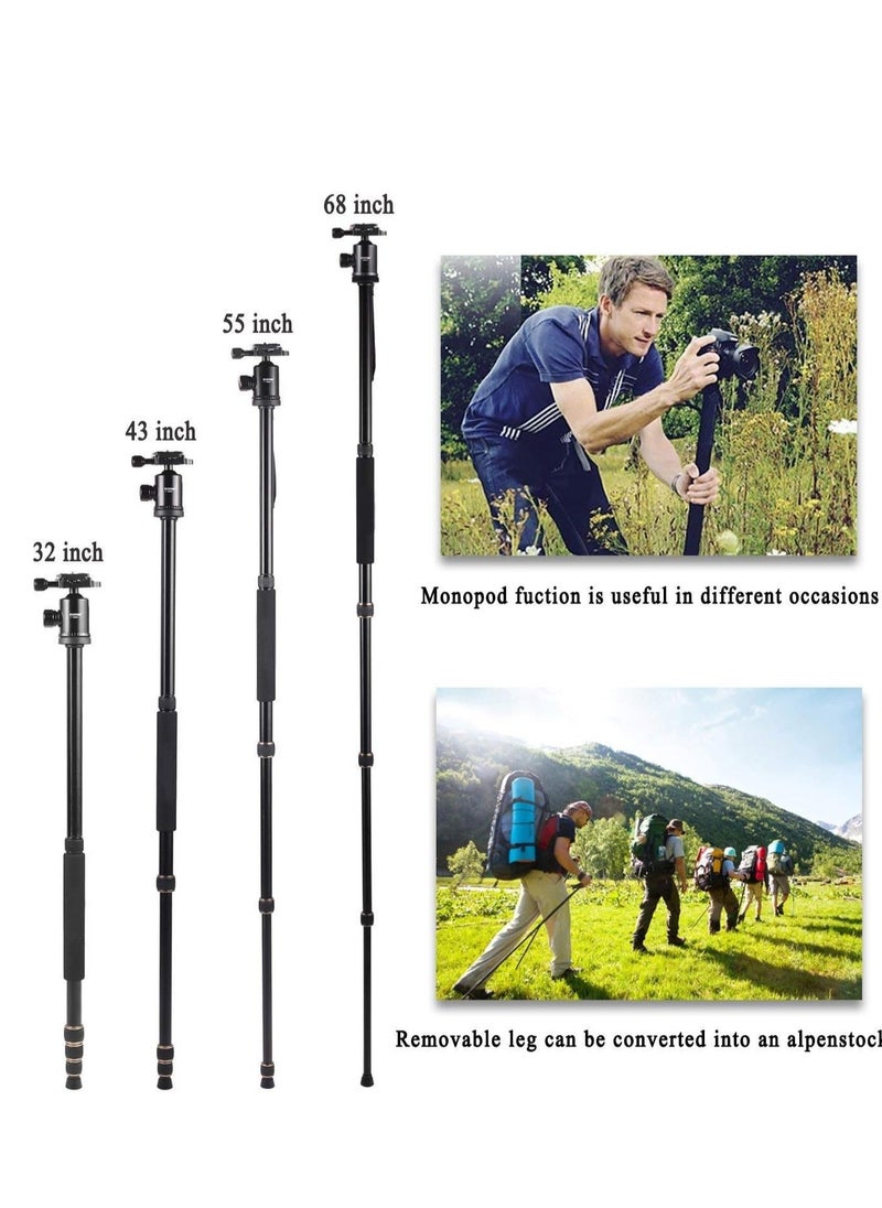 Jmary - Jmary Techlife KT225+NB36-5 Feet Height Aluminium Alloy Professional Tripod and Monopod for All DSLR Cameras - Black - Image 1