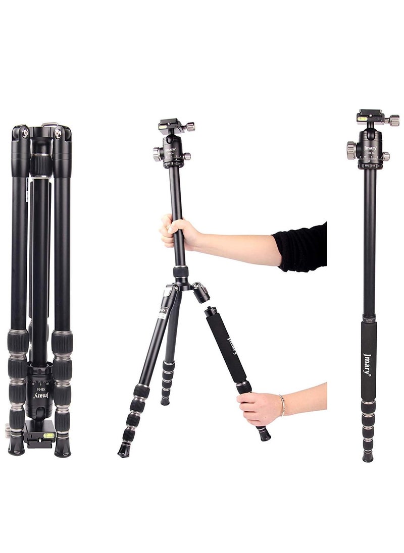 Jmary - Jmary Techlife KT225+NB36-5 Feet Height Aluminium Alloy Professional Tripod and Monopod for All DSLR Cameras - Black - Image 1