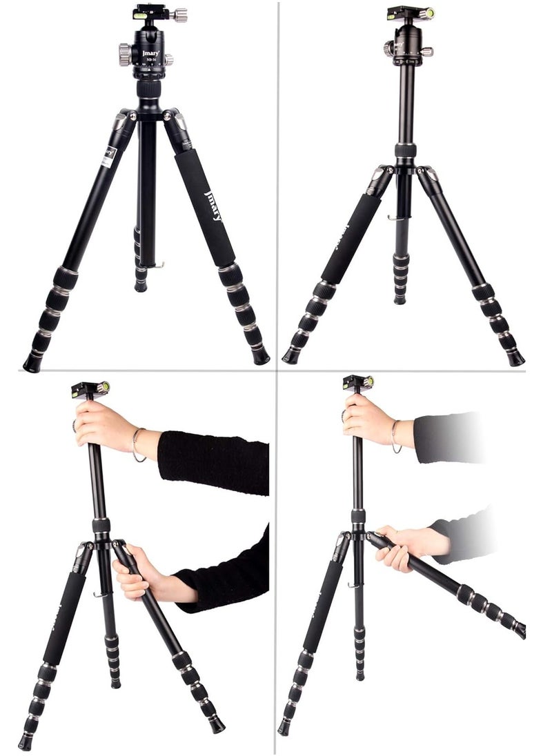Jmary - Jmary Techlife KT225+NB36-5 Feet Height Aluminium Alloy Professional Tripod and Monopod for All DSLR Cameras - Black - Image 1