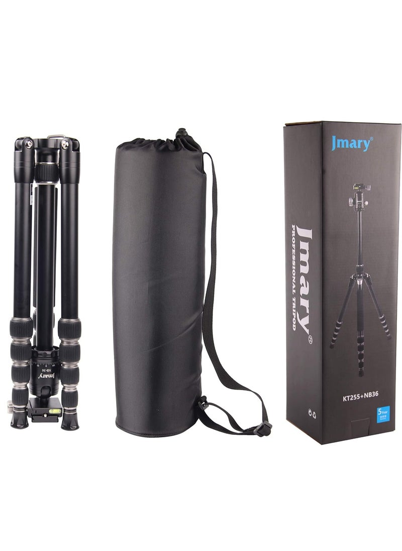 Jmary - Jmary Techlife KT225+NB36-5 Feet Height Aluminium Alloy Professional Tripod and Monopod for All DSLR Cameras - Black - Image 1