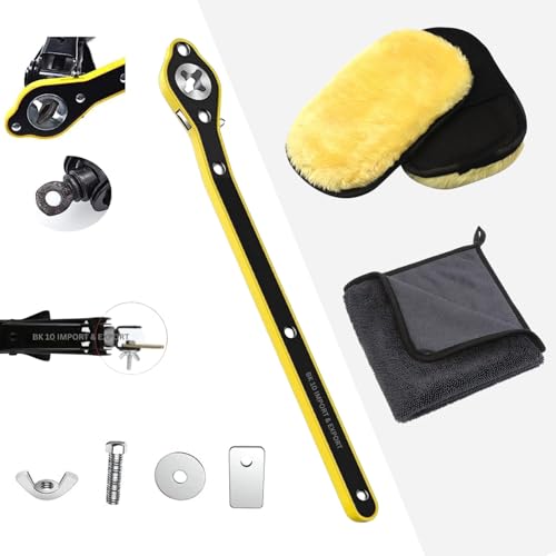 BK10 IMPORT & EXPORT BK 10 IMPORT & EXPORT Labor Saving Hand Car Jack Wrench/Jack Ratchet Wrench for Car/Long Handle for Jack/Positive and Reversal Knob Design (J Wrench+Gloves+Black Napkin) - Image 1