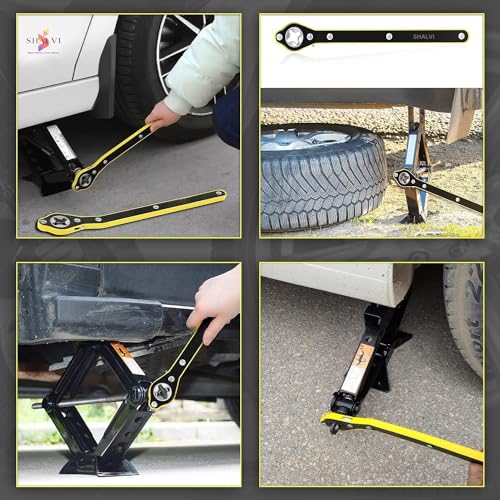 BK10 IMPORT & EXPORT BK 10 IMPORT & EXPORT Labor Saving Hand Car Jack Wrench/Jack Ratchet Wrench for Car/Long Handle for Jack/Positive and Reversal Knob Design (J Wrench+Gloves+Black Napkin) - Image 4