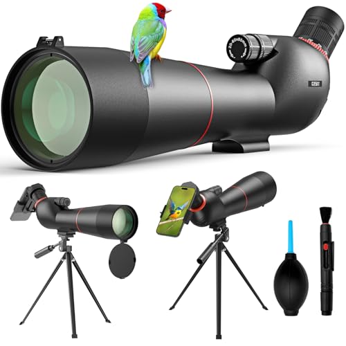 Gosky 206085 Spotting Scope with Tripod Phone Adapter Dual Focusing Spotter Scope for Bird Watching Wildlife Scenery Black - Image 1