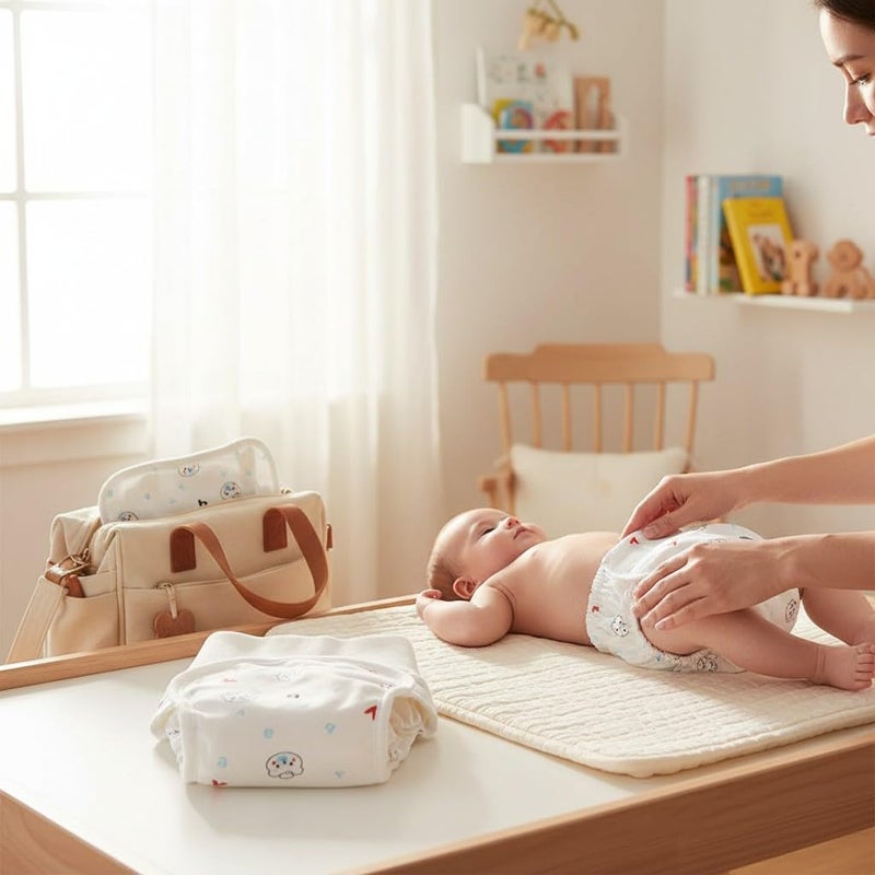Washable Reusable Cloth Baby Diapers High Waist 100% Organic Cotton 3-Layer Leak-Proof Design with Built-in TPU Layer – Adjustable Breathable Summer Diapers for Newborn 0-12 Months - Image 2
