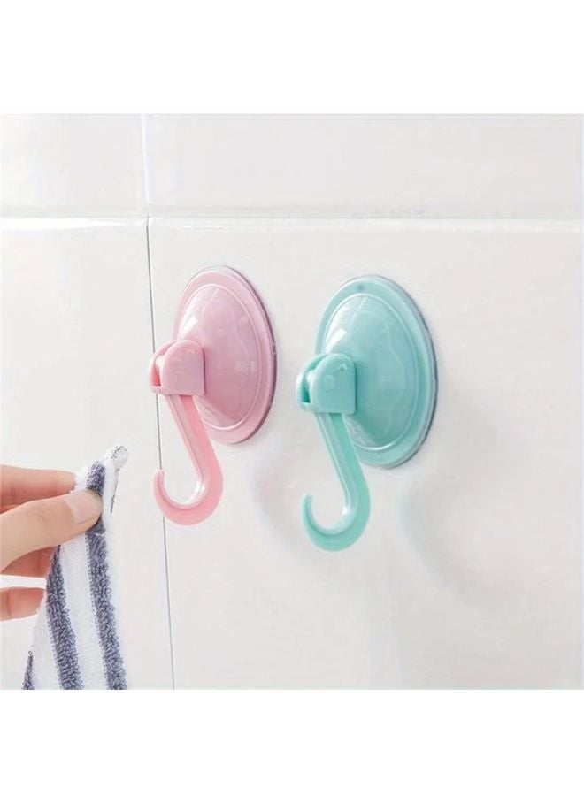 2pcs Strong Adhesive Suction Cup Hooks Pink No Drill Wall Hooks for Bathroom Kitchen - Image 2