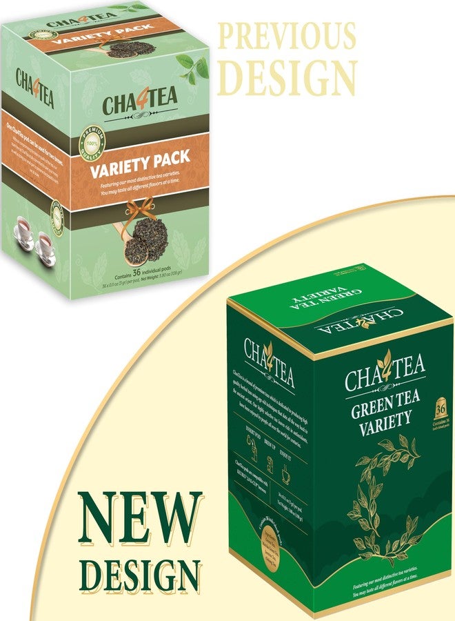 مجموعة شاي أخضر متنوعة من Cha4TEA، 36 كبسولة، لماكينات تحضير القهوة Keurig K-Cup (شاي أخضر ماتشا، شاي أخضر، شاي أخضر ياسمين، شاي أولونغ) - Image 3