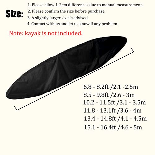 J&C Kayak Covers for Outdoor Storage Waterproof Canoe Cover Dust Proof Fits 8ft 10ft 12ft 13ft 14ft 15 16 17 18ft 19 ft 210D Polyester Anti Sunlight Fishing Boat Protector - Image 2