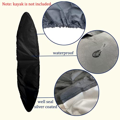 J&C Kayak Covers for Outdoor Storage Waterproof Canoe Cover Dust Proof Fits 8ft 10ft 12ft 13ft 14ft 15 16 17 18ft 19 ft 210D Polyester Anti Sunlight Fishing Boat Protector - Image 4