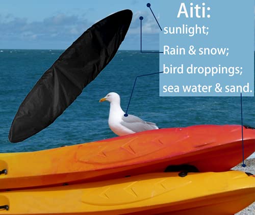 J&C Kayak Covers for Outdoor Storage Waterproof Canoe Cover Dust Proof Fits 8ft 10ft 12ft 13ft 14ft 15 16 17 18ft 19 ft 210D Polyester Anti Sunlight Fishing Boat Protector - Image 5