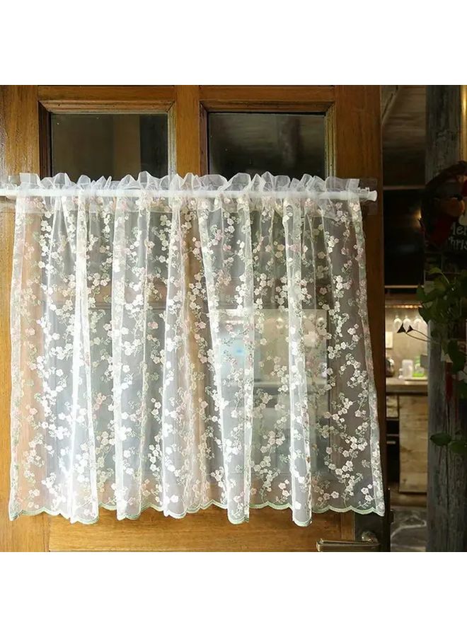 Starry Sky Rod Pocket Curtain 59.06x21.65inch Polyester Light Filtering Floral Door Drape With Ruffled Edge - Image 1