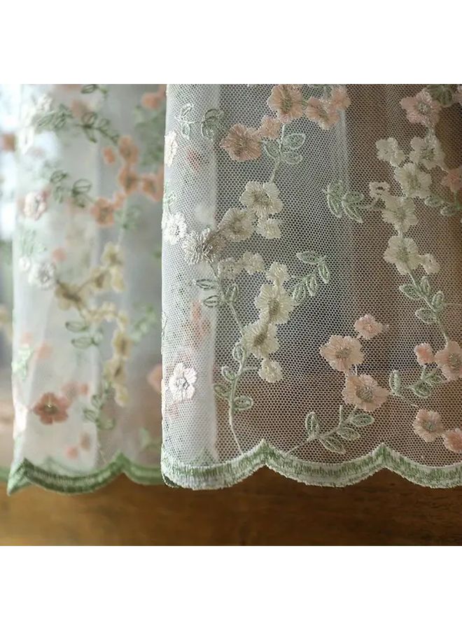 Starry Sky Rod Pocket Curtain 59.06x21.65inch Polyester Light Filtering Floral Door Drape With Ruffled Edge - Image 2