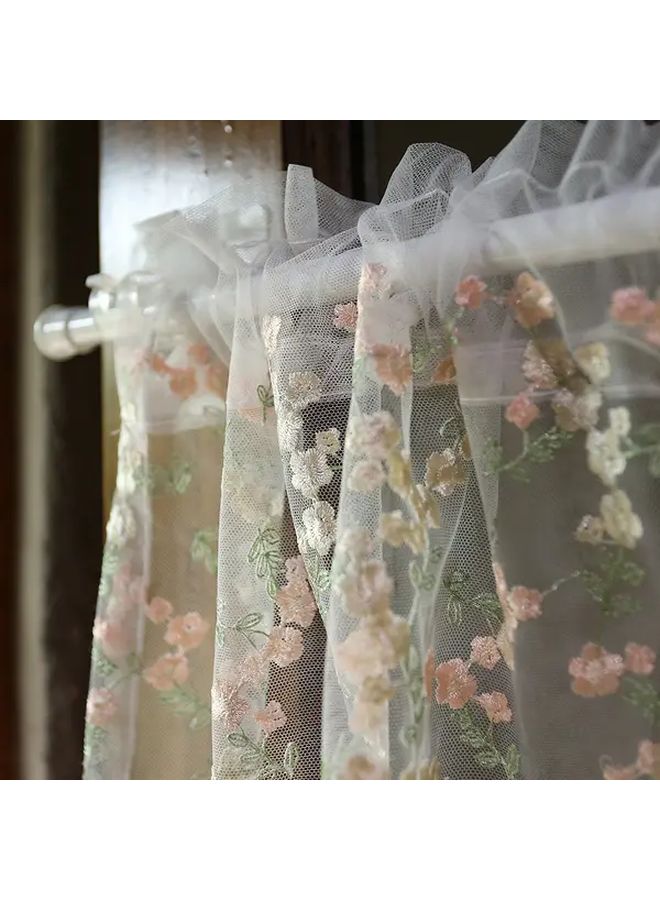 Starry Sky Rod Pocket Curtain 59.06x21.65inch Polyester Light Filtering Floral Door Drape With Ruffled Edge - Image 5