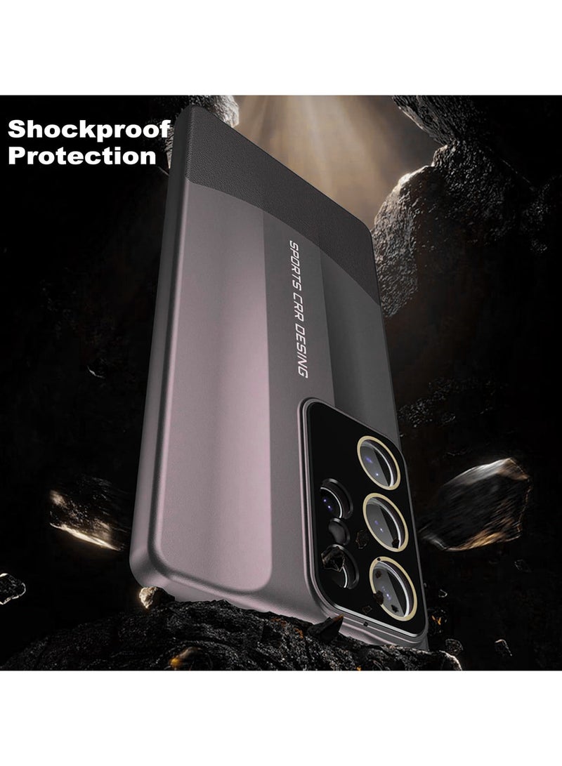 حافظة لهاتف سامسونج جالاكسي S25 ألترا، حماية كاملة للعدسة غلاف مضاد للصدمات نحيف أنيق من جلد PC خلفي غلاف أعمال (أسود) - Image 5