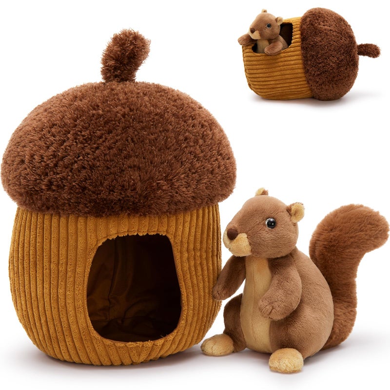 MorisMos Hide and Seek Squirrel Plush Toy Set 118 Interactive Acorn Hideout with 79 Stuffed Squirrel Woodland Stuffed Animal for Cuddle Play Perfect Birthday for Girls Boys - Image 3