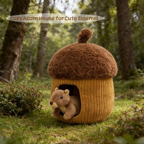 MorisMos Hide and Seek Squirrel Plush Toy Set 118 Interactive Acorn Hideout with 79 Stuffed Squirrel Woodland Stuffed Animal for Cuddle Play Perfect Birthday for Girls Boys - Image 5