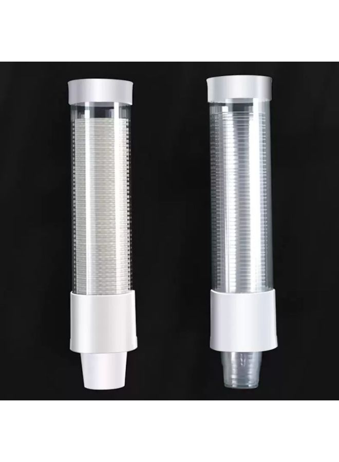 Disposable Cup Holder Automatic Cup Taker Punch-free Wall-mounted Dustproof Paper Cup Holder Water Dispenser Household Storage Sub-Color:White Short Style + 50 Paper Cups - Image 3