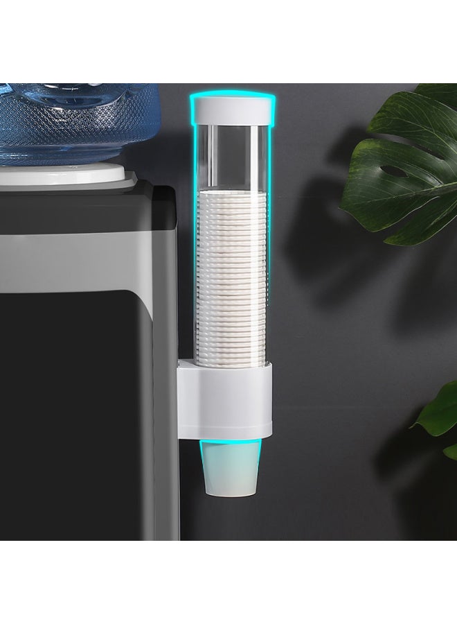 Disposable Cup Holder Automatic Cup Taker Punch-free Wall-mounted Dustproof Paper Cup Holder Water Dispenser Household Storage Sub-Color:White Short Style + 50 Paper Cups - Image 2