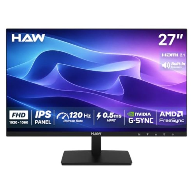 شاشة ألعاب F27IPX مقاس 27 بوصة، شاشة FHD 1920×1080 IPS، معدل تحديث 120 هرتز، 0.5 مللي ثانية MPRT، متوافقة مع G-Sync وFreeSync، مكبرات صوت مدمجة، شاشة مسطحة، كمبيوتر شخصي ووحدة تحكم جاهزة - أسود - Image 1