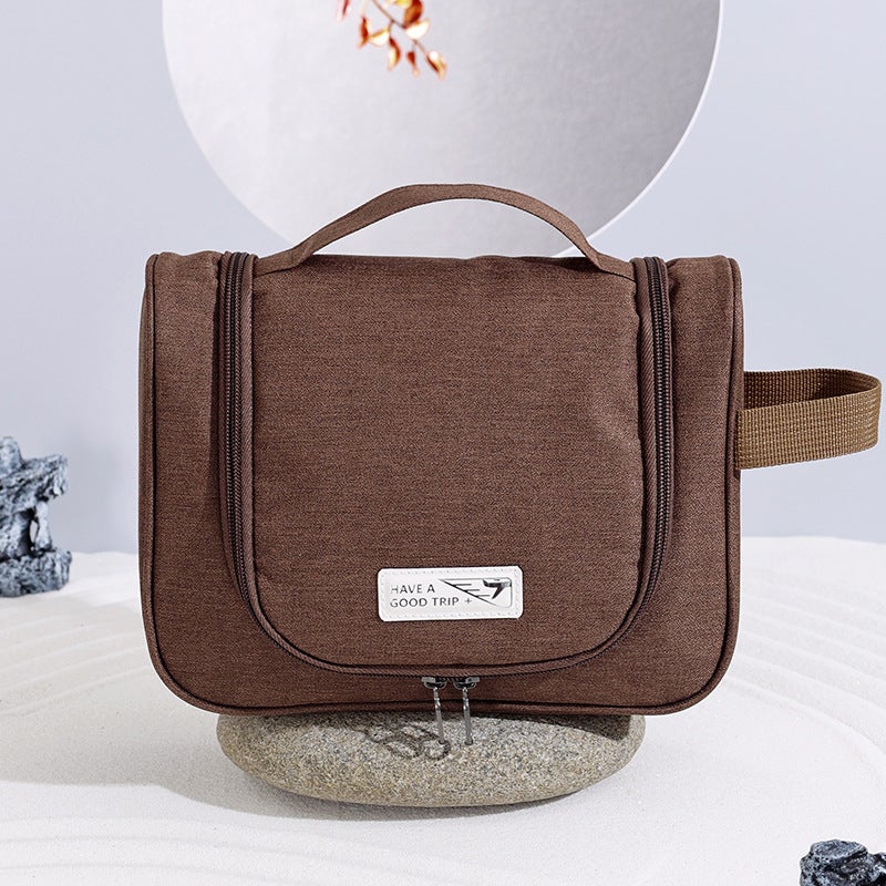 Hook-Type Travel Toiletry Bag Large Capacity Portable Business Trip Cosmetics Storage Bag Wholesale Portable Cosmetic Bag(Brown) - Image 1