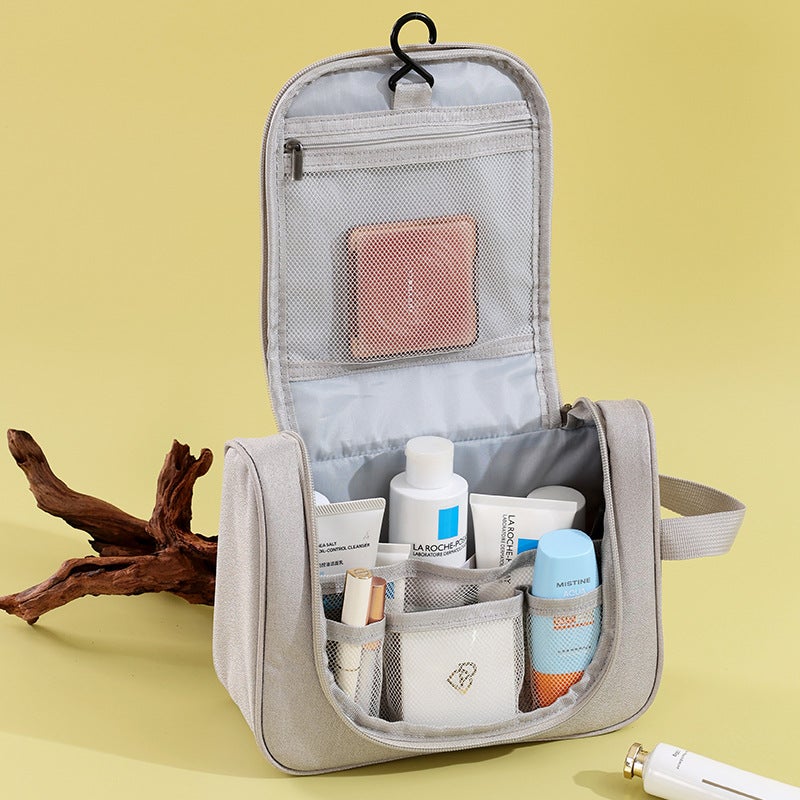 Hook-Type Travel Toiletry Bag Large Capacity Portable Business Trip Cosmetics Storage Bag Wholesale Portable Cosmetic Bag(Brown) - Image 2