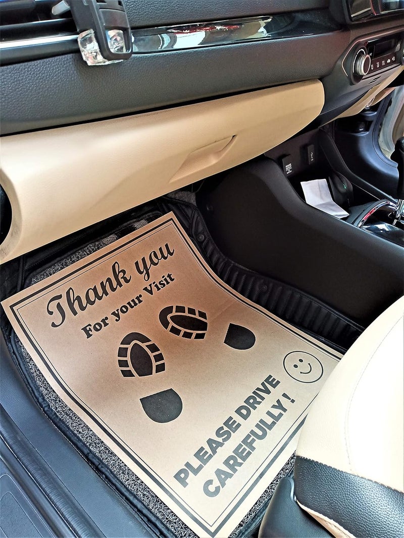 PACKSHARK Car Disposable Paper Foot Mat, Universal Size for All Cars, Trucks, SUVs, Car Printing Papers Sheets Car Floor Mats, Paper Interior Automotive Mats, Brown (Pack of 40) - Image 3