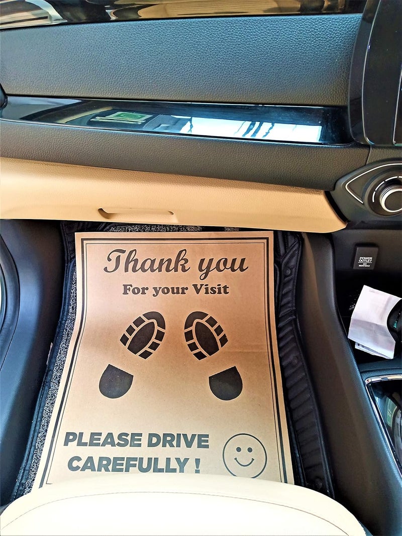 PACKSHARK Car Disposable Paper Foot Mat, Universal Size for All Cars, Trucks, SUVs, Car Printing Papers Sheets Car Floor Mats, Paper Interior Automotive Mats, Brown (Pack of 40) - Image 4