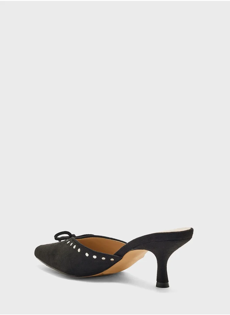 ايلا Studded Low Heel Mule With Bow