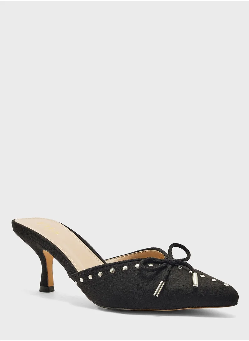 ايلا Studded Low Heel Mule With Bow