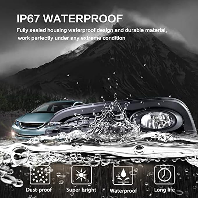 Shocklight Driving Fog Lights Compatible With 2013 2014 2015 Honda Civic Driving Fog Lamps  Switch - Image 4