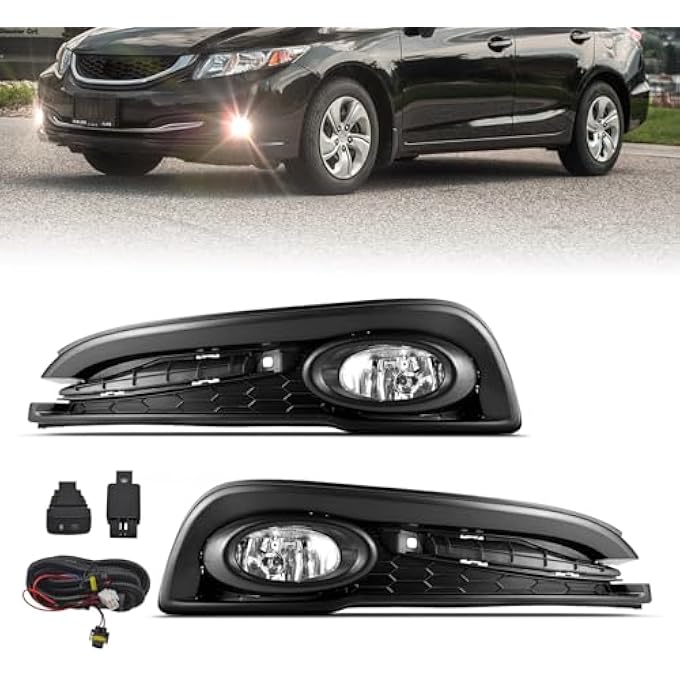 Shocklight Driving Fog Lights Compatible With 2013 2014 2015 Honda Civic Driving Fog Lamps  Switch - Image 1