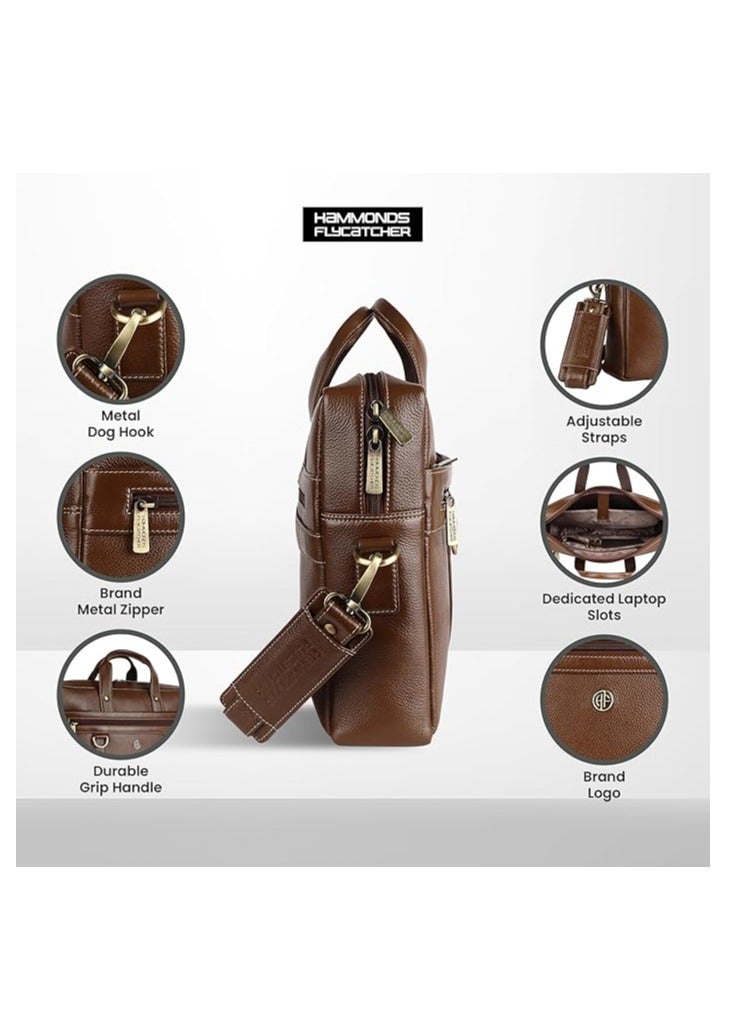 HAMMONDS FLYCATCHER Leather Executive Office Bag - Shoulder Laptop Messenger Bag for Men - Fits MacBook, Notebook up to 16 Inch - Crossbody Handbag with Shoulder Straps |  LB201_MH | S5RT  - Image 5