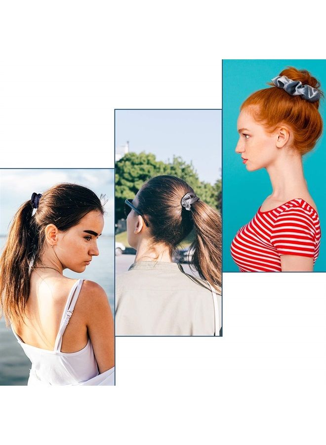 Whaline 12Pcs Blue Gray Theme Hair Scrunchies Velvet Elastics Scrunchy Bobbles Soft Hair Bands Hair Ties Hair Accessories for Girls, Women - Image 5