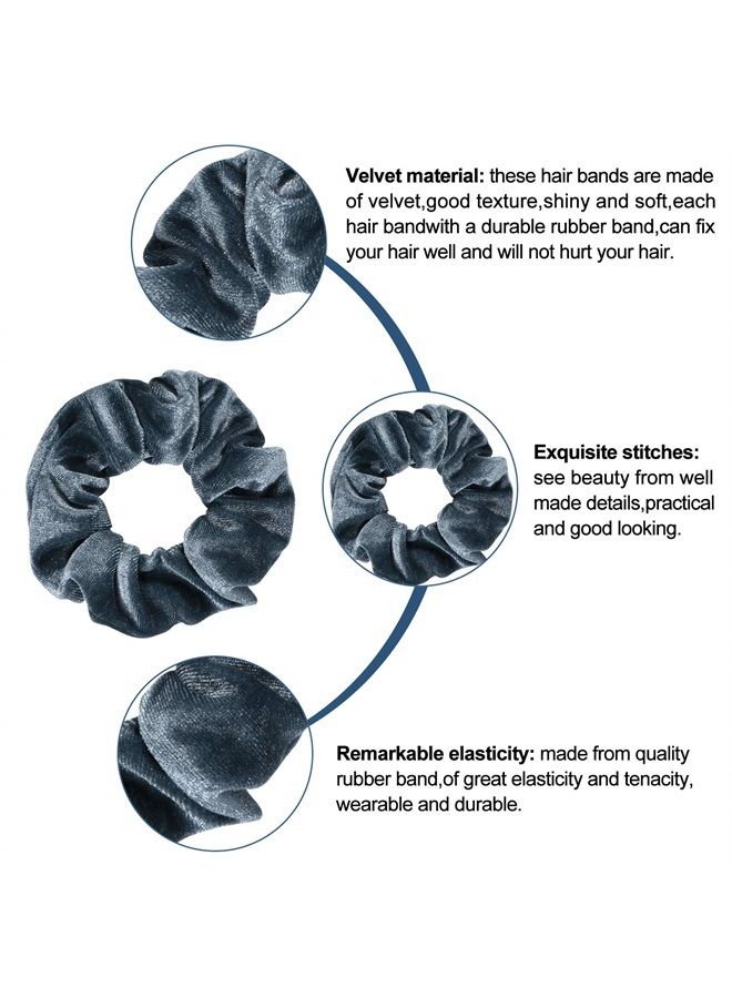 Whaline 12Pcs Blue Gray Theme Hair Scrunchies Velvet Elastics Scrunchy Bobbles Soft Hair Bands Hair Ties Hair Accessories for Girls, Women - Image 3