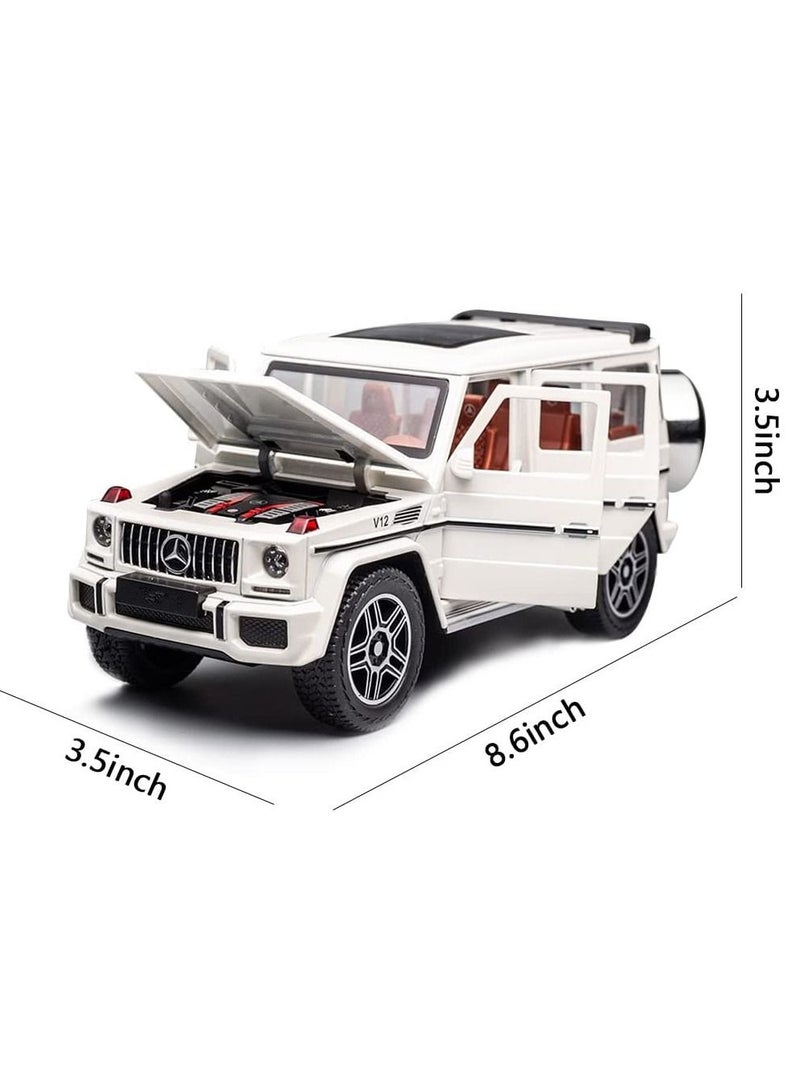 1:24 Casting Model Kit for Mercedes-Benz G63 AMG Big G Sound and Light Pull Back Car Alloy Model Toys Decorative Ornaments (White)
