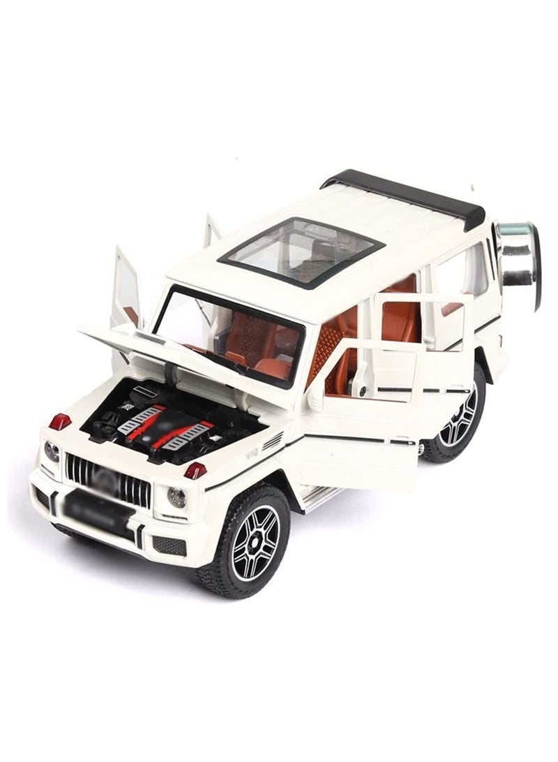1:24 Casting Model Kit for Mercedes-Benz G63 AMG Big G Sound and Light Pull Back Car Alloy Model Toys Decorative Ornaments (White)