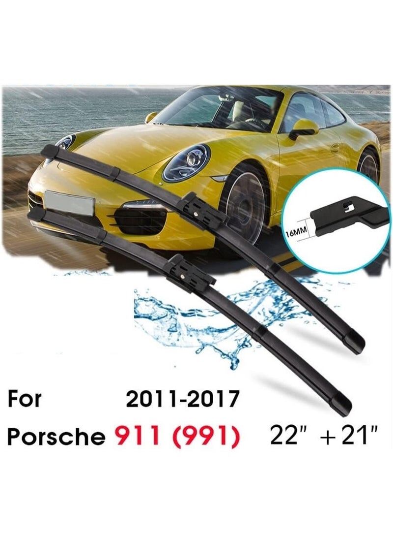 Elshafey Wiper Blade Window Windscreen Windshield Wipers Blade Button Auto Accessories Compatible with Porsche 911 (991) 22"+21" 2011-2017 Perfect fit for windshields - Image 1