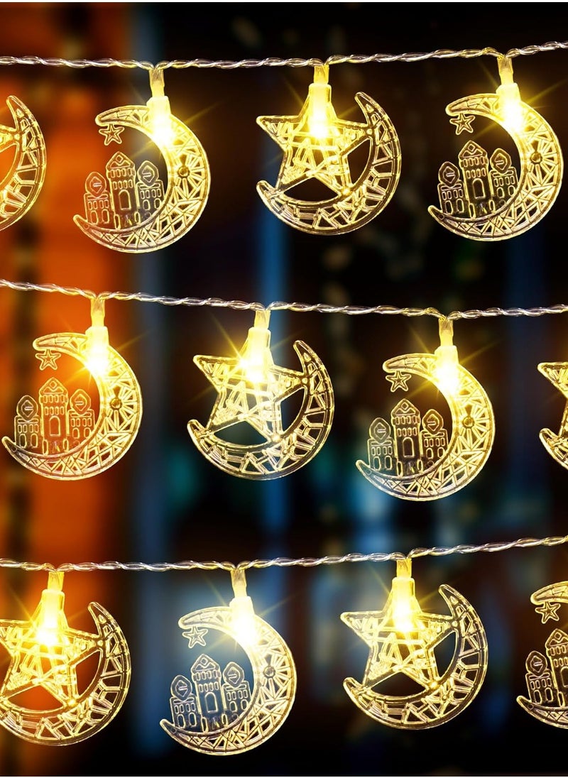 LKTOCAFT - Indoor String Lights for Ramadan and Eid, 9.8FT(3m) 20 Star Moon and Castle 2 Modes LED Lights Decorations for Home, Battery Operated(Need 3 AA Batteries) - Image 1