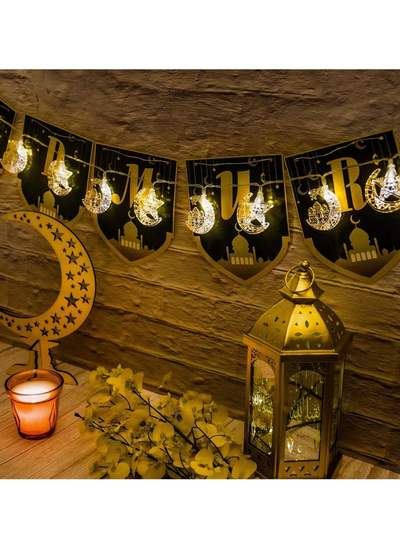 LKTOCAFT - Indoor String Lights for Ramadan and Eid, 9.8FT(3m) 20 Star Moon and Castle 2 Modes LED Lights Decorations for Home, Battery Operated(Need 3 AA Batteries) - Image 1