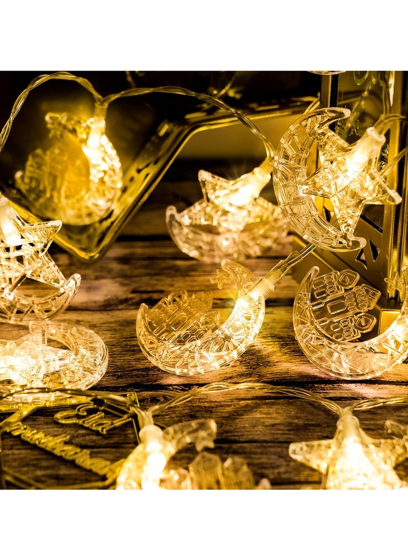 LKTOCAFT - Indoor String Lights for Ramadan and Eid, 9.8FT(3m) 20 Star Moon and Castle 2 Modes LED Lights Decorations for Home, Battery Operated(Need 3 AA Batteries) - Image 1