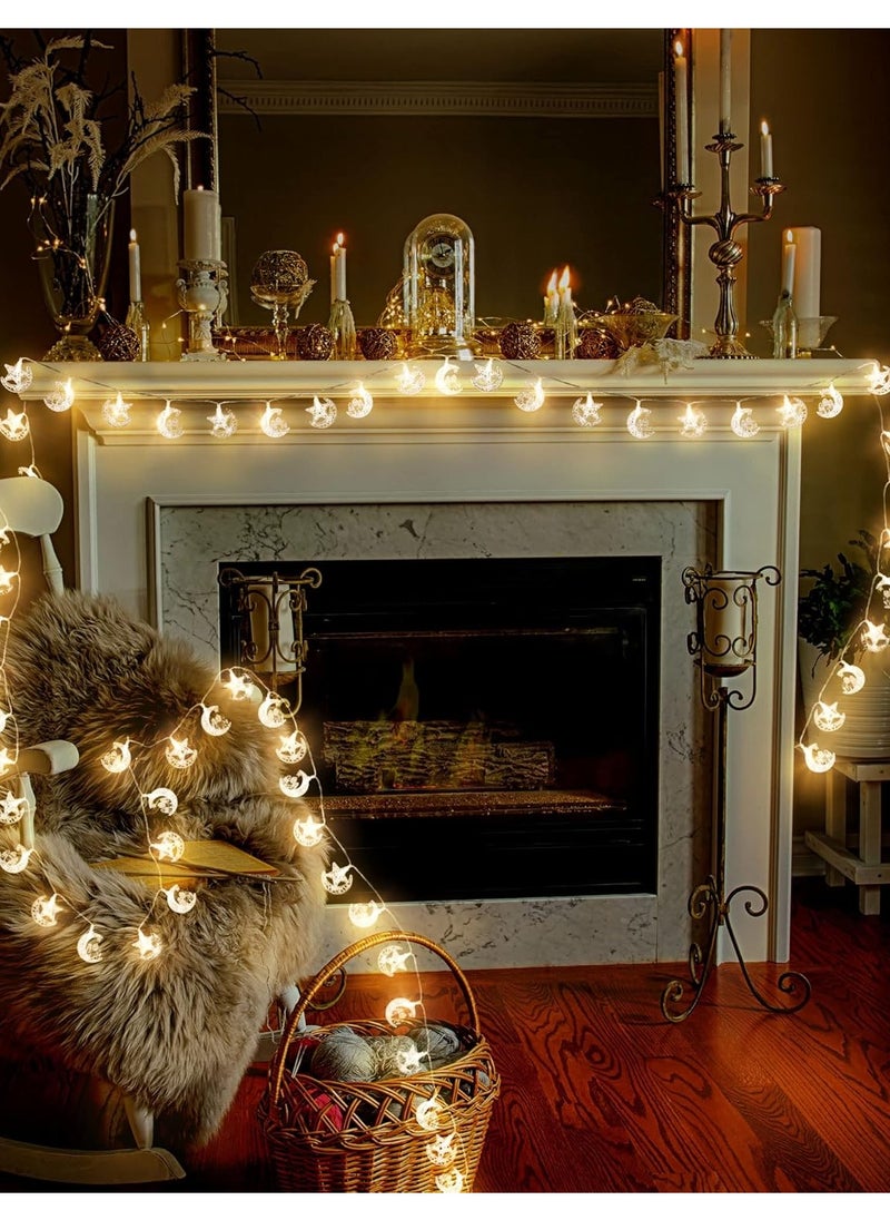 LKTOCAFT - Indoor String Lights for Ramadan and Eid, 9.8FT(3m) 20 Star Moon and Castle 2 Modes LED Lights Decorations for Home, Battery Operated(Need 3 AA Batteries) - Image 1