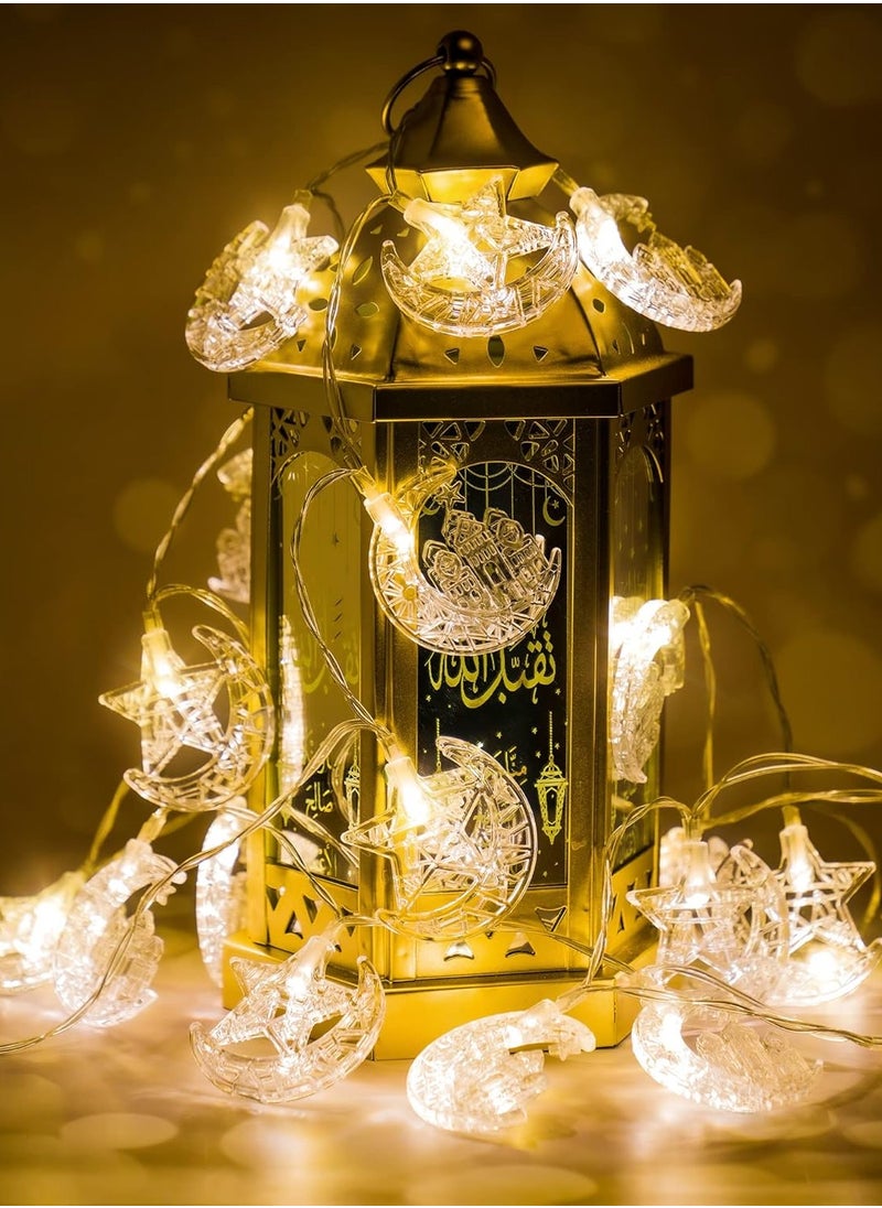 LKTOCAFT - Indoor String Lights for Ramadan and Eid, 9.8FT(3m) 20 Star Moon and Castle 2 Modes LED Lights Decorations for Home, Battery Operated(Need 3 AA Batteries) - Image 1